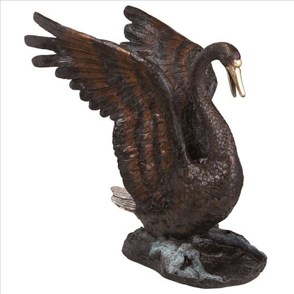 Heirloom bronze swan traditional piped spouting fountain garden statue